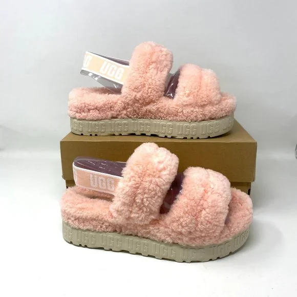 UGG | Shoes | Ugg Logo Womens Size 12876 Pds Oh Fluffita Slides